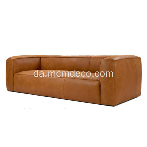 Mid-Century Modern Cigar Rawhide Tan Leather Sofa